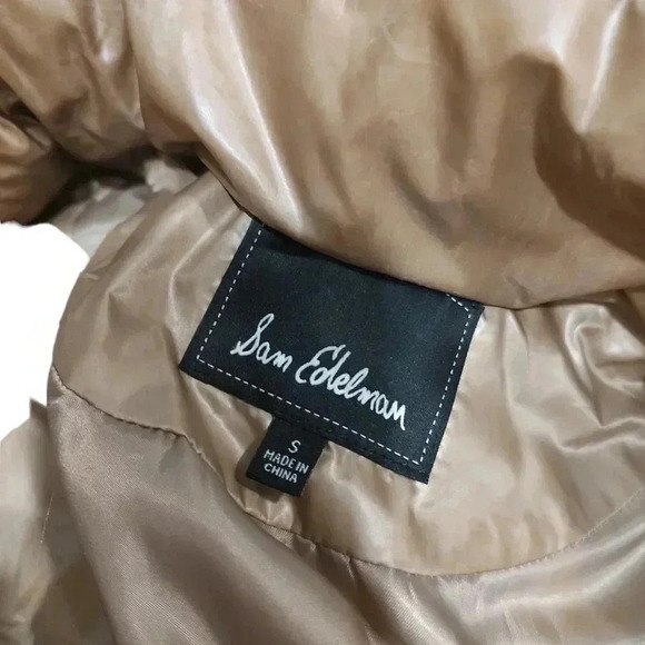 Sam Edelman Gold Coat Jacket Mustard Hooded Puffer - Picture 4 of 4